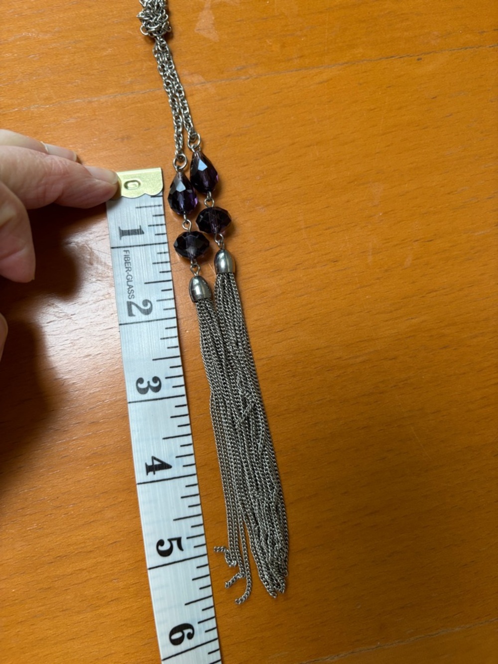 Silver tone lariat necklace - Picture 5 of 7